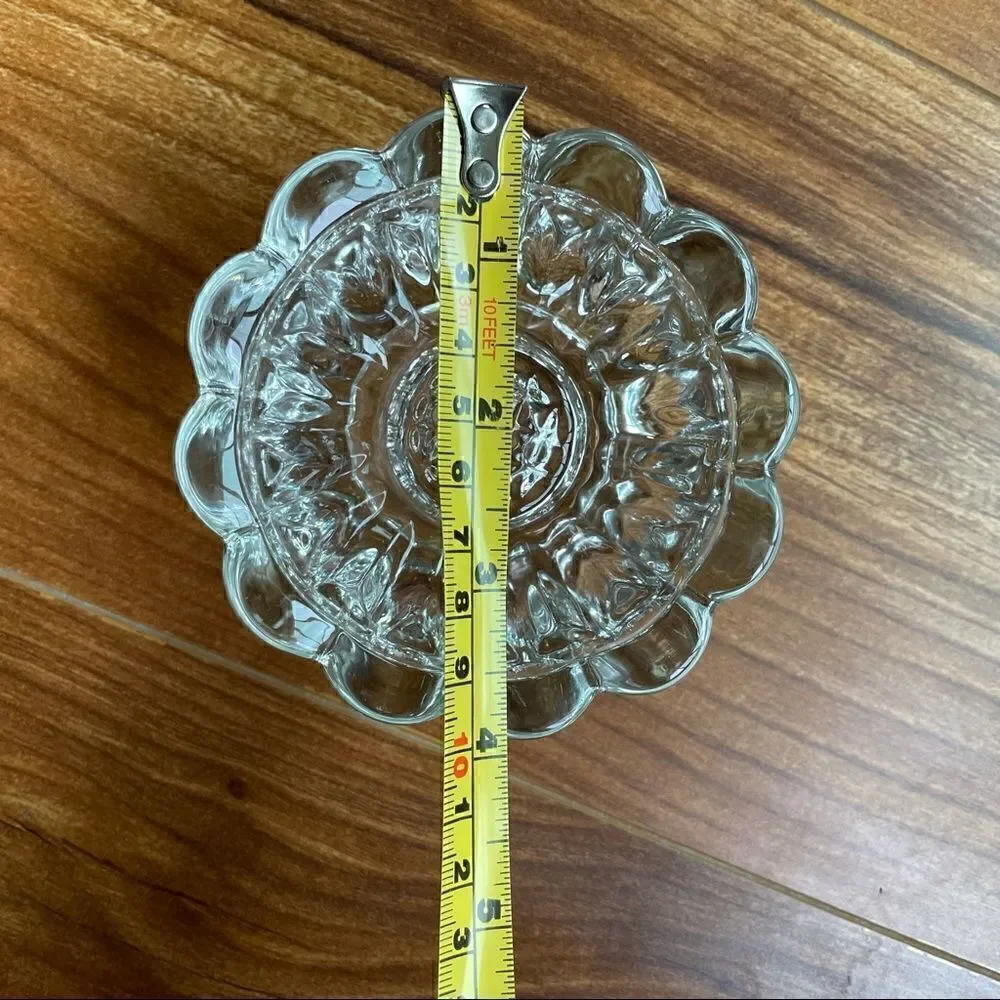 Vintage Heavy Glass  Flower Tapered Candle Holder